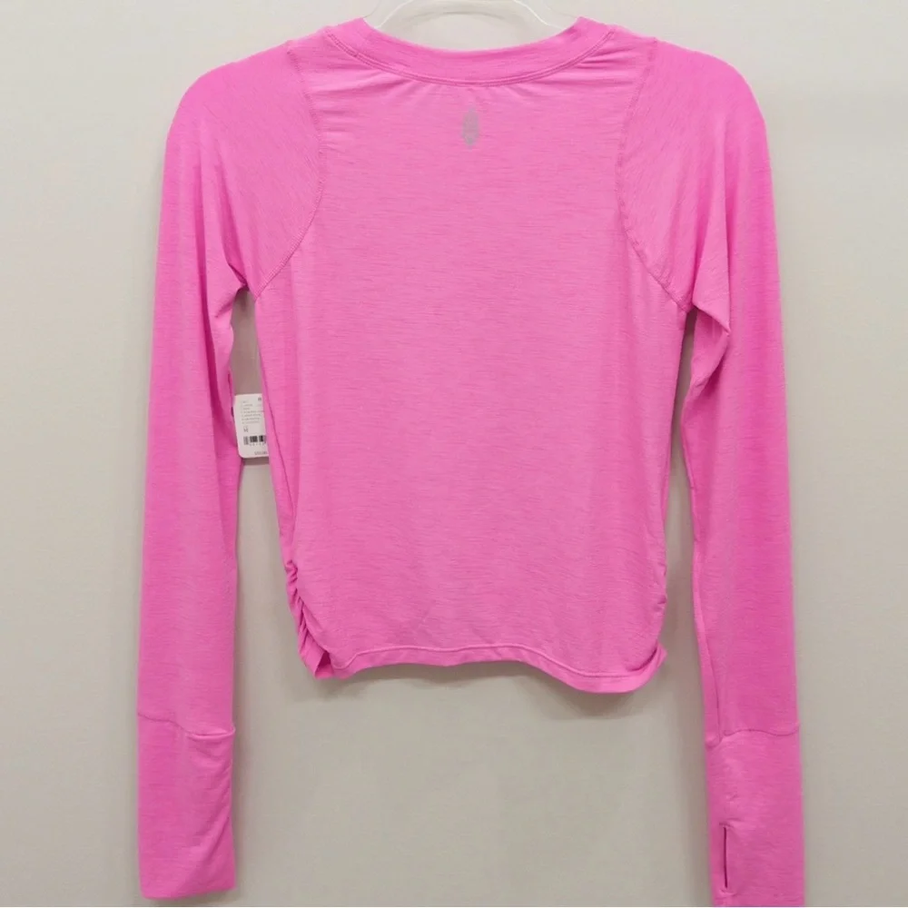 FP Movement Tempo Ruched Long Sleeve NWT Size M Free People Top Fuchsia Pink - Picture 6 of 8
